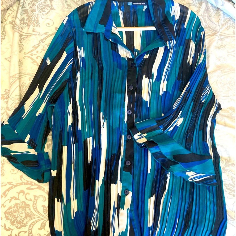 Beautiful blue multi coloured dress shirt